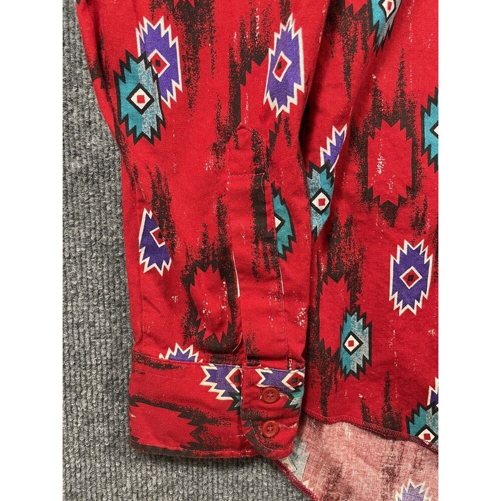 Vintage Wrangler Button Up Extra Long Tail Shirt Men's 17.5-36 Red Cowboy - Picture 4 of 14